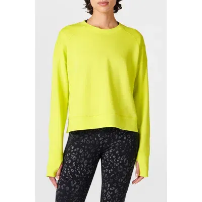 Sweaty Betty After Class Organic Cotton Blend Longline Sweatshirt In Acid Yellow