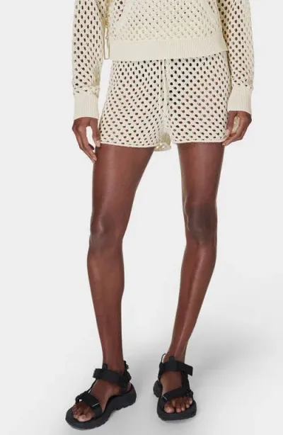 Sweaty Betty Beachside Open Stitch Cover-up Sweater Shorts In Lily White