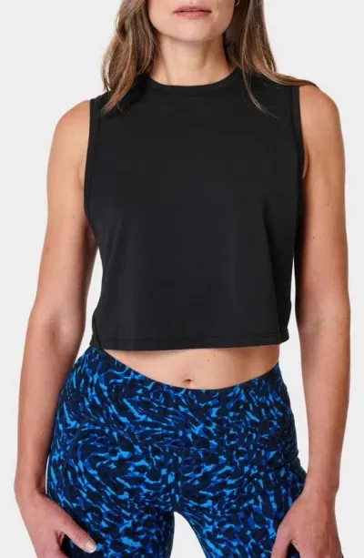 Sweaty Betty Breathe Easy Crop Seamless Muscle Tank In Black