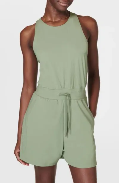 Sweaty Betty Explorer Racerback Romper In Savannah Green