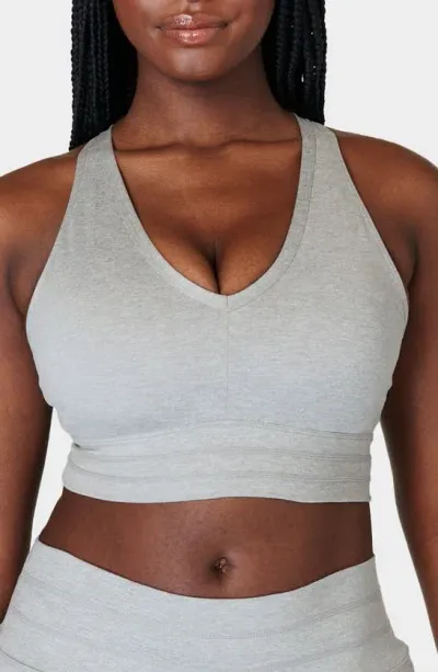 Sweaty Betty Gaia Yoga Sports Bra In Light Grey Marl