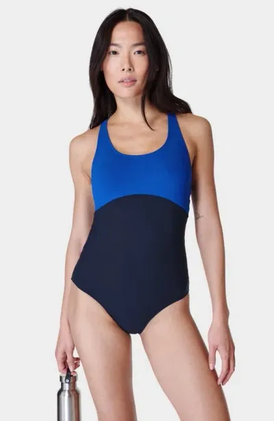 Sweaty Betty Ocean Performance Racerback One-piece Swimsuit In Blue