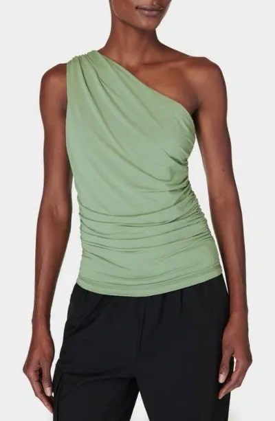 Sweaty Betty One-shoulder Bra Tank In Savannah Green