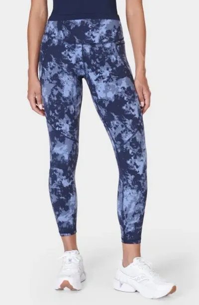 Sweaty Betty Power 7/8 Workout Pocket Leggings In Blue Terrain Camo Print