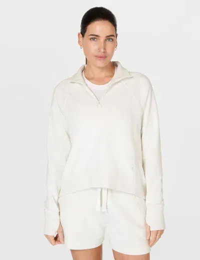 Sweaty Betty Revive Quarter Zip Sweatshirt In White