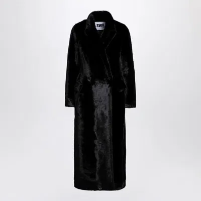 Sword 6.6.44 Swd By S.w.o.r.d. Long Faux Fur Coat In Black