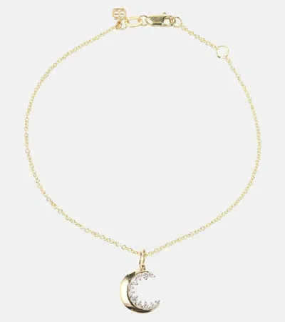 Sydney Evan Crescent Moon 14kt Gold And White Gold Chain Necklace With Diamonds