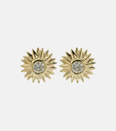 Sydney Evan Sunburst 14kt Gold Earrings With Diamonds