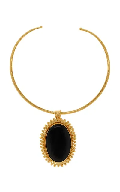 Sylvia Toledano 18k Yellow Gold Plated One-of-a-kind Black Onyx Collar Necklace