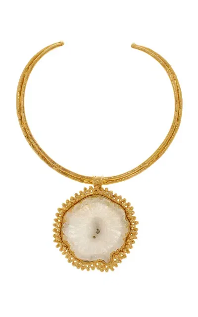 Sylvia Toledano 18k Yellow Gold Plated One-of-a-kind Crystal Collar Necklace In White