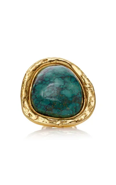 Sylvia Toledano 18k Yellow Gold Plated One-of-a-kind Turquoise Ring In Green