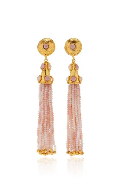 Sylvia Toledano Gio Opal; Quartz 22k Gold-plated Earrings In Pink