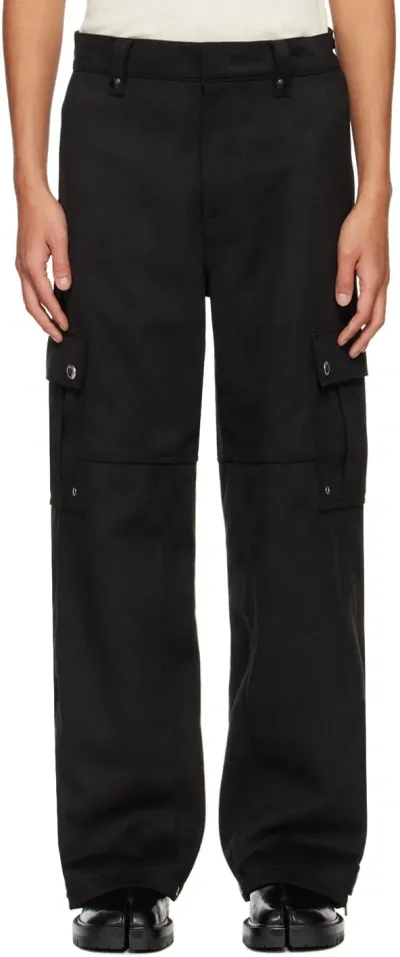 System Black Eyelet Faux-suede Cargo Pants In Bk Black