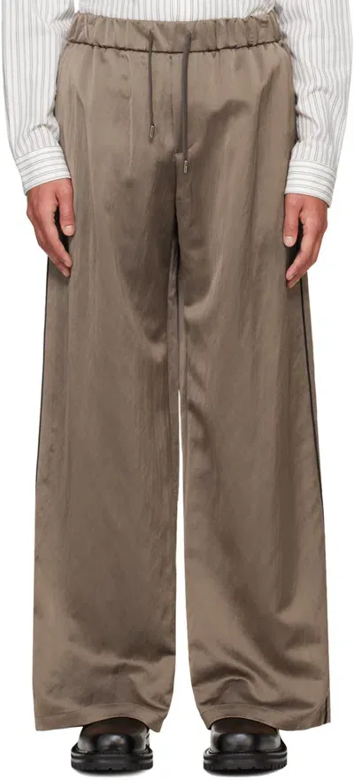 System Brown Satin Trousers In Sr Stripe