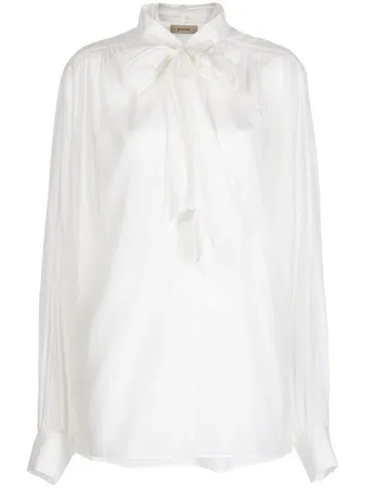 System Semi-sheer Long-sleeve Shirt In Weiss