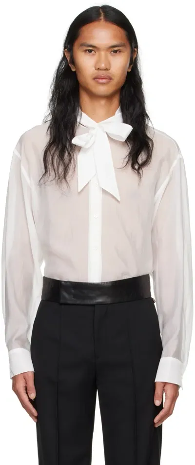 System White Sheer Button Down Shirt In Wt White