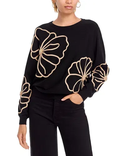 T Tahari Floral Dolman Sleeve Sweater In Black,toas