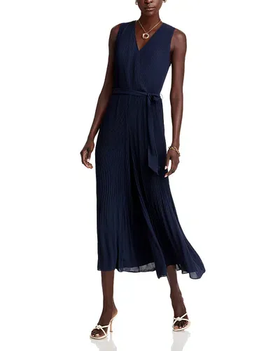 T Tahari Pleated Jumpsuit In Navy