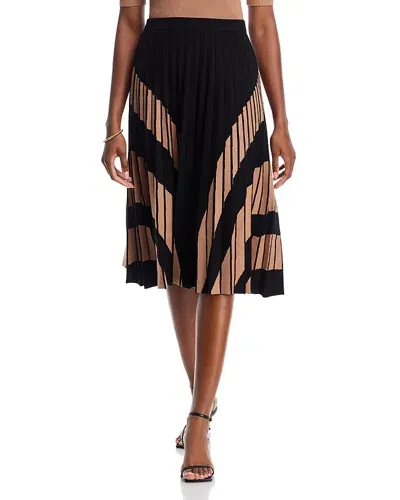 T Tahari Pleated Skirt In Black,haze