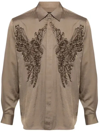 Taakk Bird-embroidered T-shirt In Brown