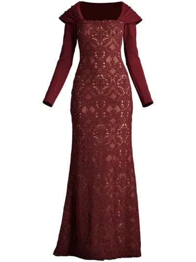 Tadashi Shoji Embroidered-lace Dress In Red