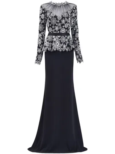 Tadashi Shoji Embroidered-lace Dress In Black