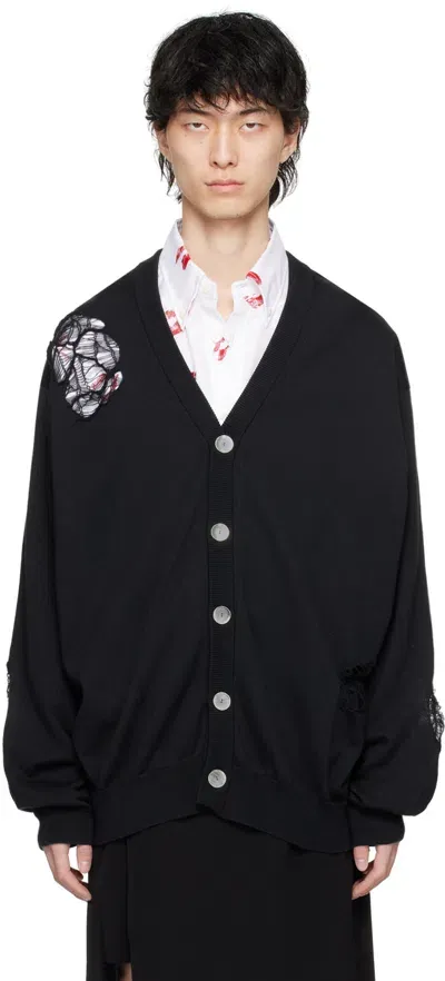 Takahiromiyashita The Soloist Black Distressed Cardigan In Black Damage