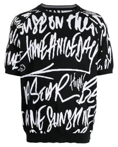 Takahiromiyashita The Soloist Graffiti-print Short-sleeve Jumper In Black