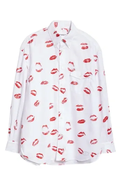 Takahiromiyashita The Soloist Lips Print Button-down Shirt In White