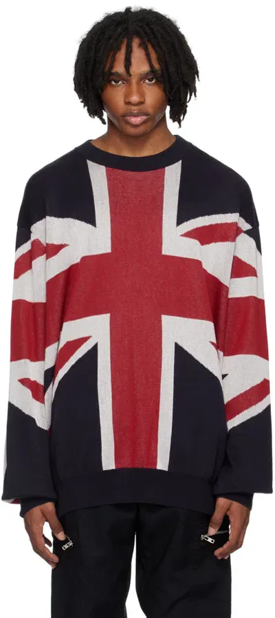 Takahiromiyashita The Soloist Navy Union Jack Sweater In Tricolor