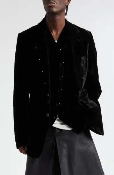 Takahiromiyashita The Soloist Right Left Velvet Blazer In Black