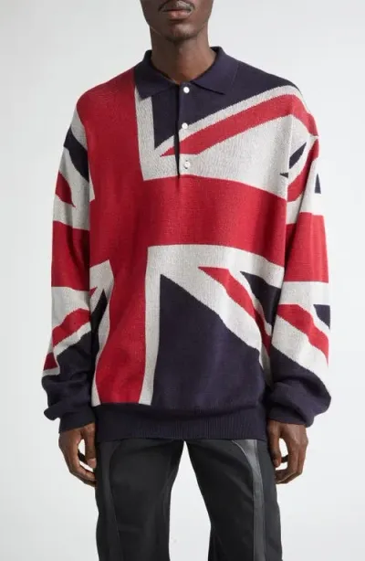 Takahiromiyashita The Soloist Takahiromiyashita Thesoloist. Union Jack Cotton Polo Sweater In Tricolor