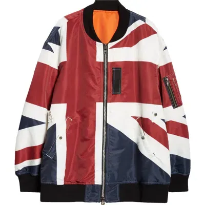 Takahiromiyashita The Soloist Takahiromiyashita Thesoloist. Union Jack Gusset Sleeve Nylon Flight Jacket In Tricolor