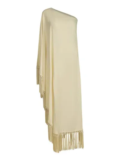 Taller Marmo Fringe Detail Asymmetric Single-shoulder Dress In Ivory