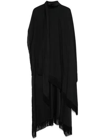 Taller Marmo Fringed Short Kaftan In Black