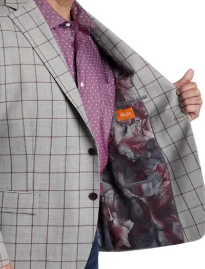 Tallia Windowpane Sport Coat In Grey