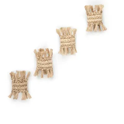 Tallo De Olivo Fique Fringe Napkin Rings Set Of 4 In Natural