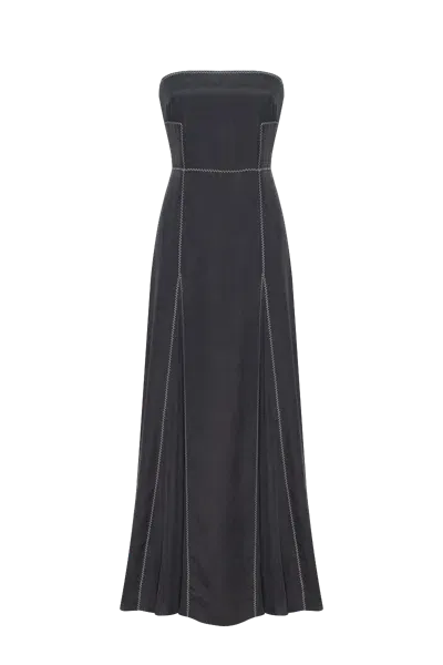 Tamar Keburia Maxi Boned Dress In Black