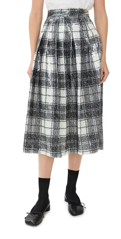 Tanner Fletcher Ace Plaid Sequin Midi Skirt Plaid Sequin