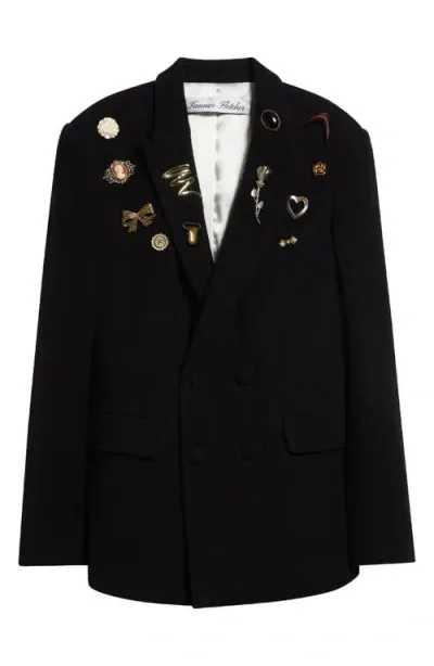 Tanner Fletcher Gender Inclusive Benedict Brooch Detail Blazer In Black