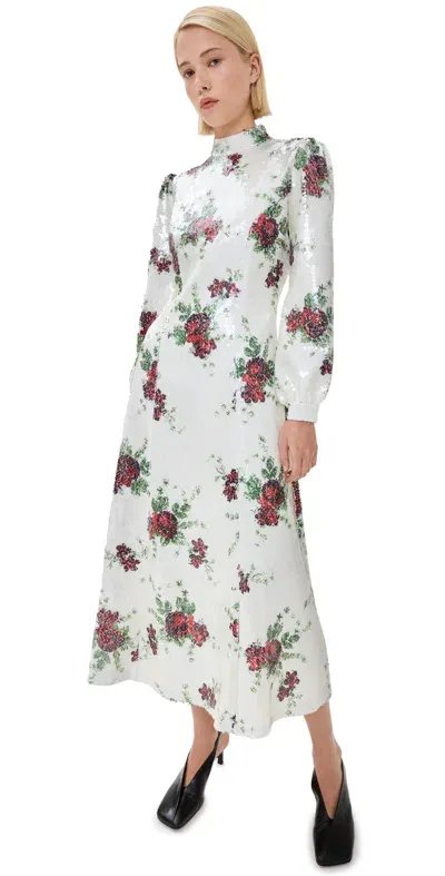 Tanner Fletcher Patsy Sequin Floral Midi Dress Red Floral