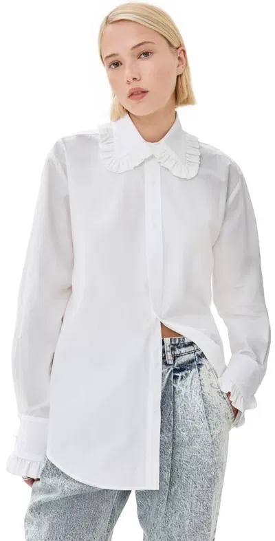 Tanner Fletcher Pippa Ruffle Button Down Shirt Off White