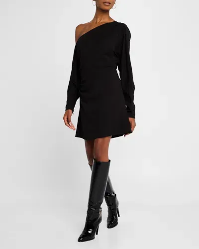 Tanya Taylor Georgie One-shoulder Crepe Mini Dress In Black