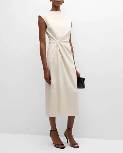 Tanya Taylor Robinella Knotted Cap-sleeve Midi Dress In White