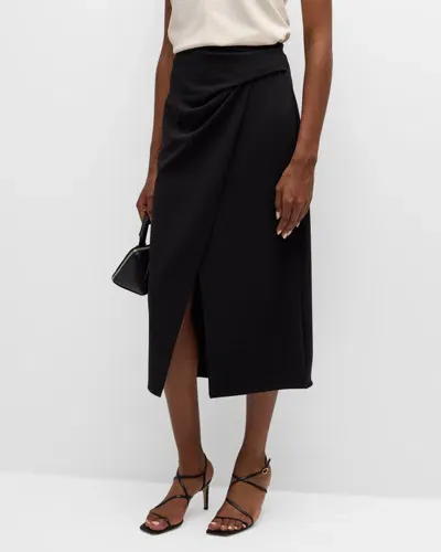 Tanya Taylor Waldorf Faux-wrap Midi Skirt In Black