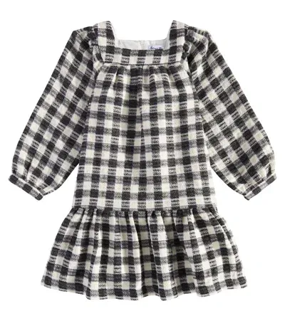 Tartine Et Chocolat Kids' Checked Wool And Cotton-blend Dress In Black