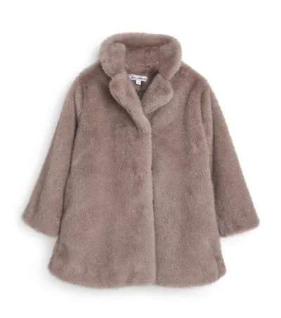 Tartine Et Chocolat Kids' Faux Fur Coat In Grey