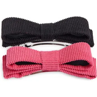 Tasha 2-pack Bow Hair Clips In Fuchsia Black