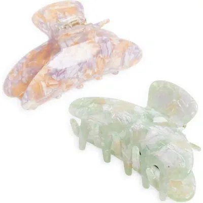 Tasha Assorted 2-pack Claw Clips In Green Purple