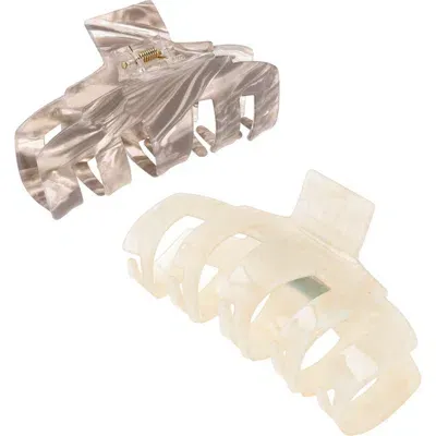 Tasha Assorted 2-pack Claw Clips In Ivory Grey